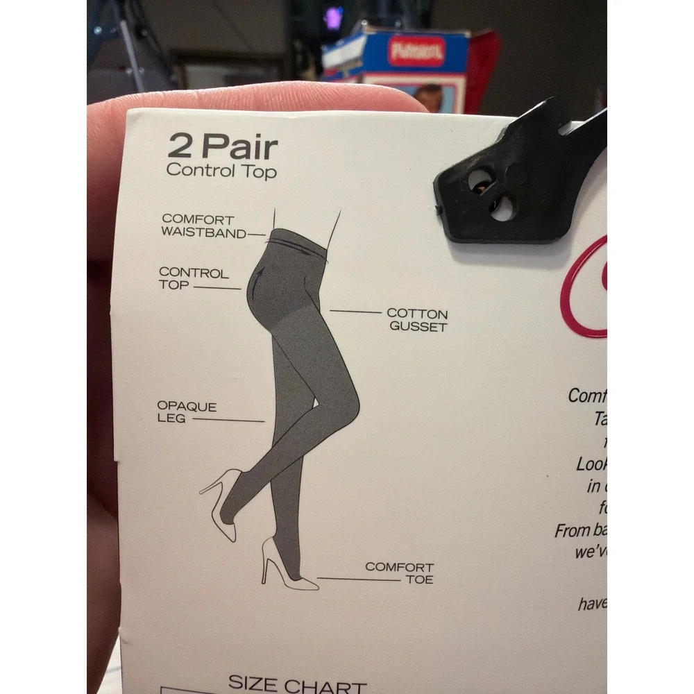 MeMoi Curvy Control Top Opaque Tights 2 Pair Wine Black 1X-2X MJB-100Q